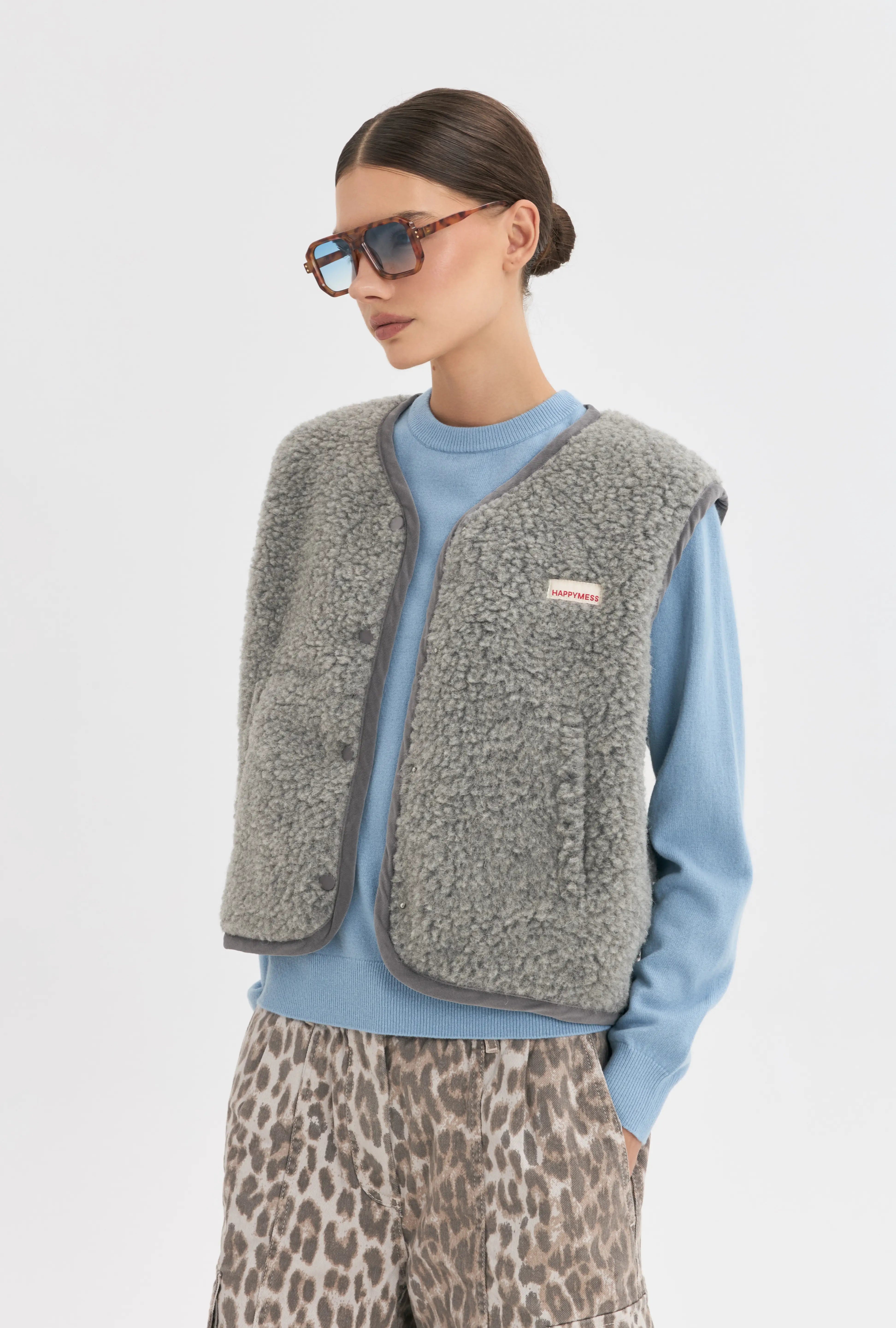 Happymess Merino Weste Stone Grey
