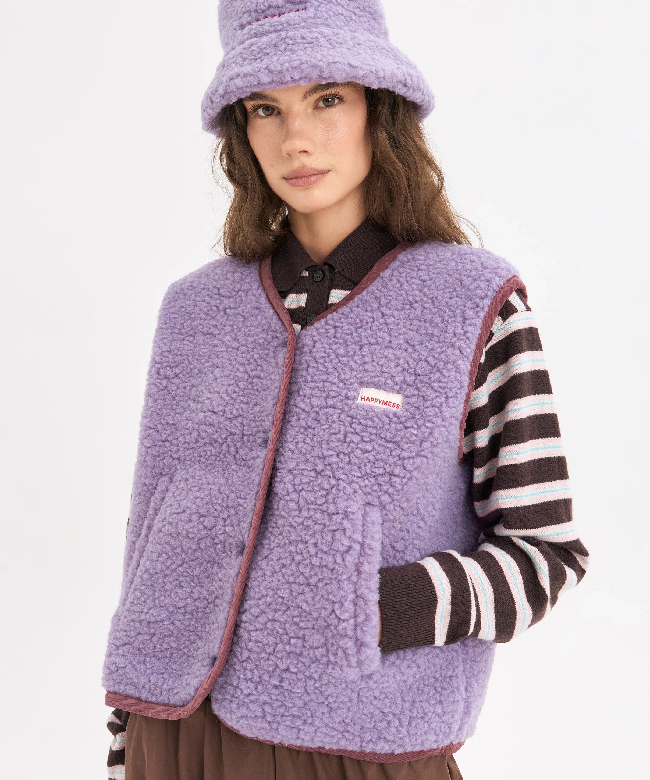 Happymess Merino Weste Lilac Cloud