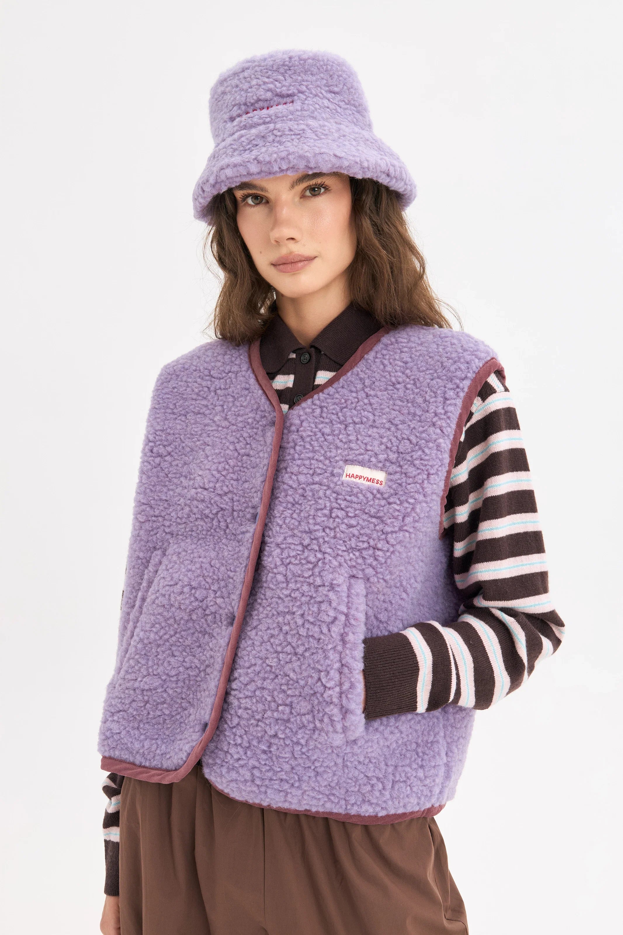 Happymess Merino Weste Lilac Cloud