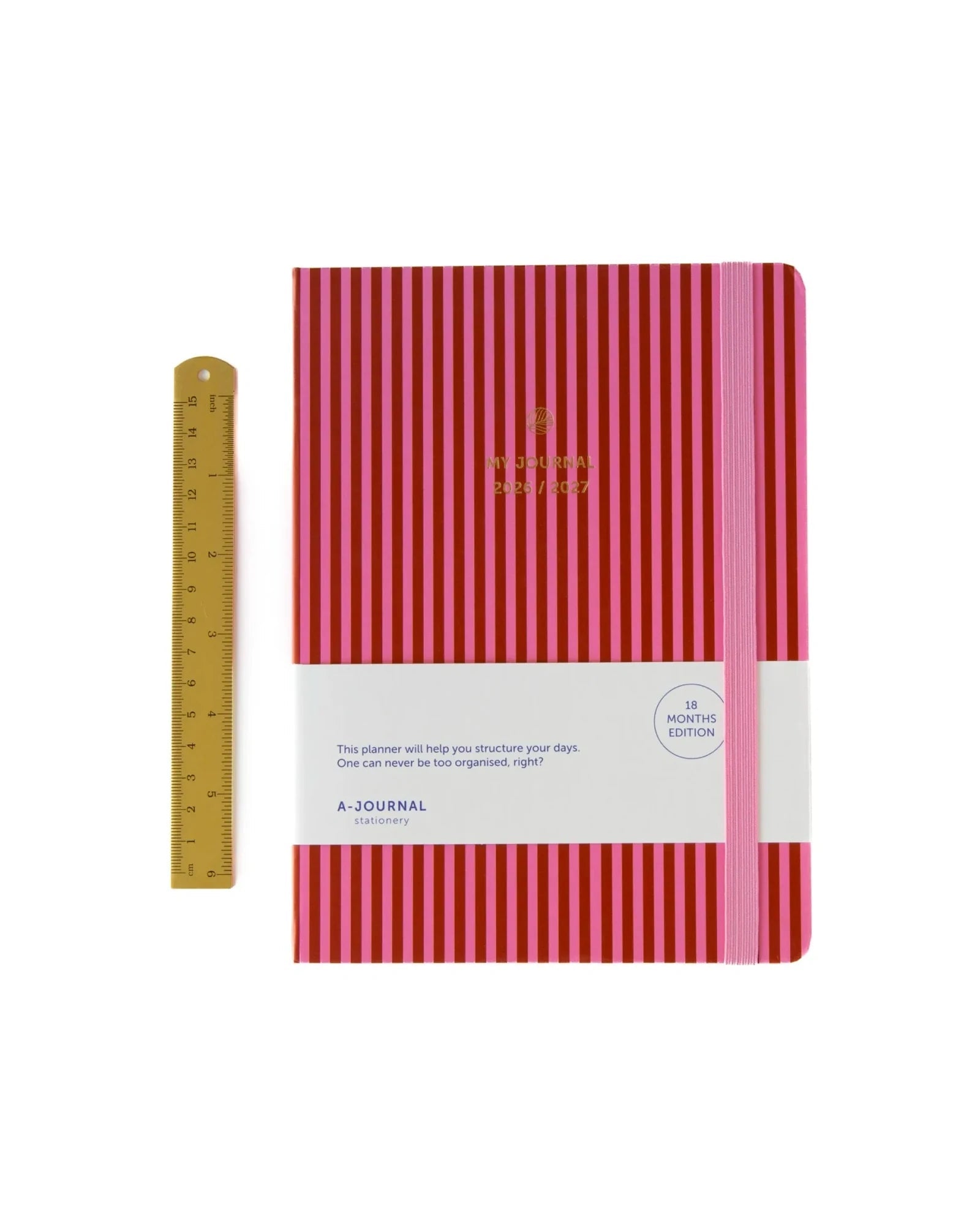 A-Journal - MY JOURNAL Tagebuch für 2026/2027 • Stripes Pink - ROSA ECK