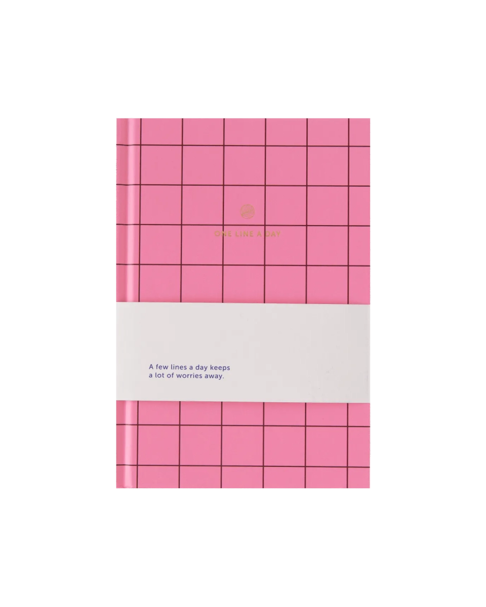 A - Journal - ONE LINE A DAY Notizbuch • Pink Checkered - Notizbuch - ROSA ECK Concept Store