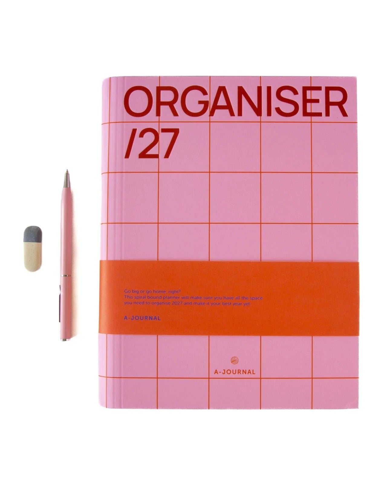 A-Journal - ORGANISER Terminplaner mit Spiralbindung (2027) • Checkered Pink Red - ROSA ECK