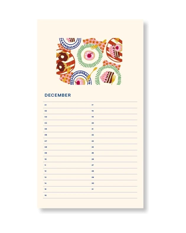 A - Journal Stationery - BIRTHDAY CALENDER Kalender (Undated) Sun - ROSA ECK - Blume, Sonne,
