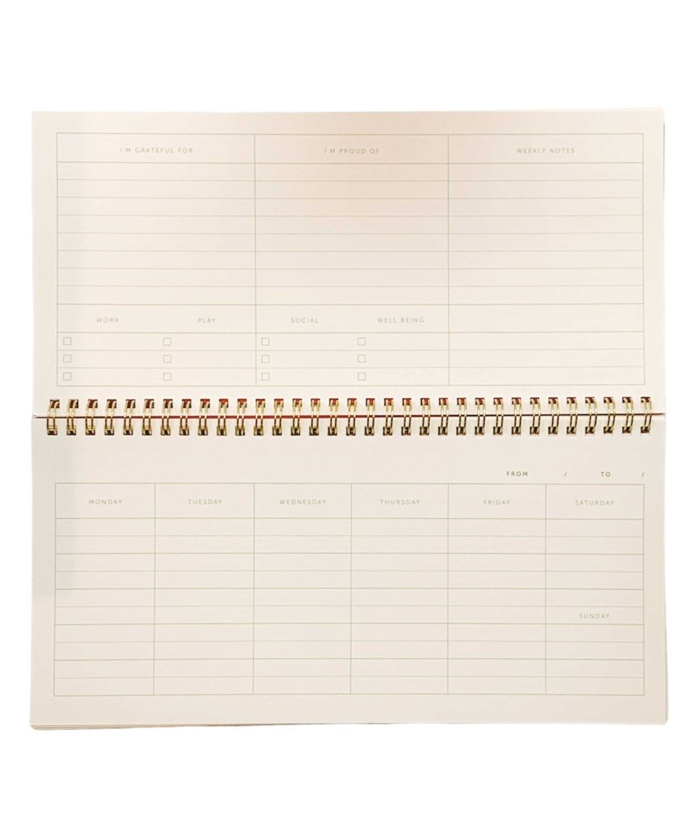A - Journal Stationery - DESK PLANNER Wochenplaner Streifen Pink/Grün - ROSA ECK - Grün, Kalender, Pink