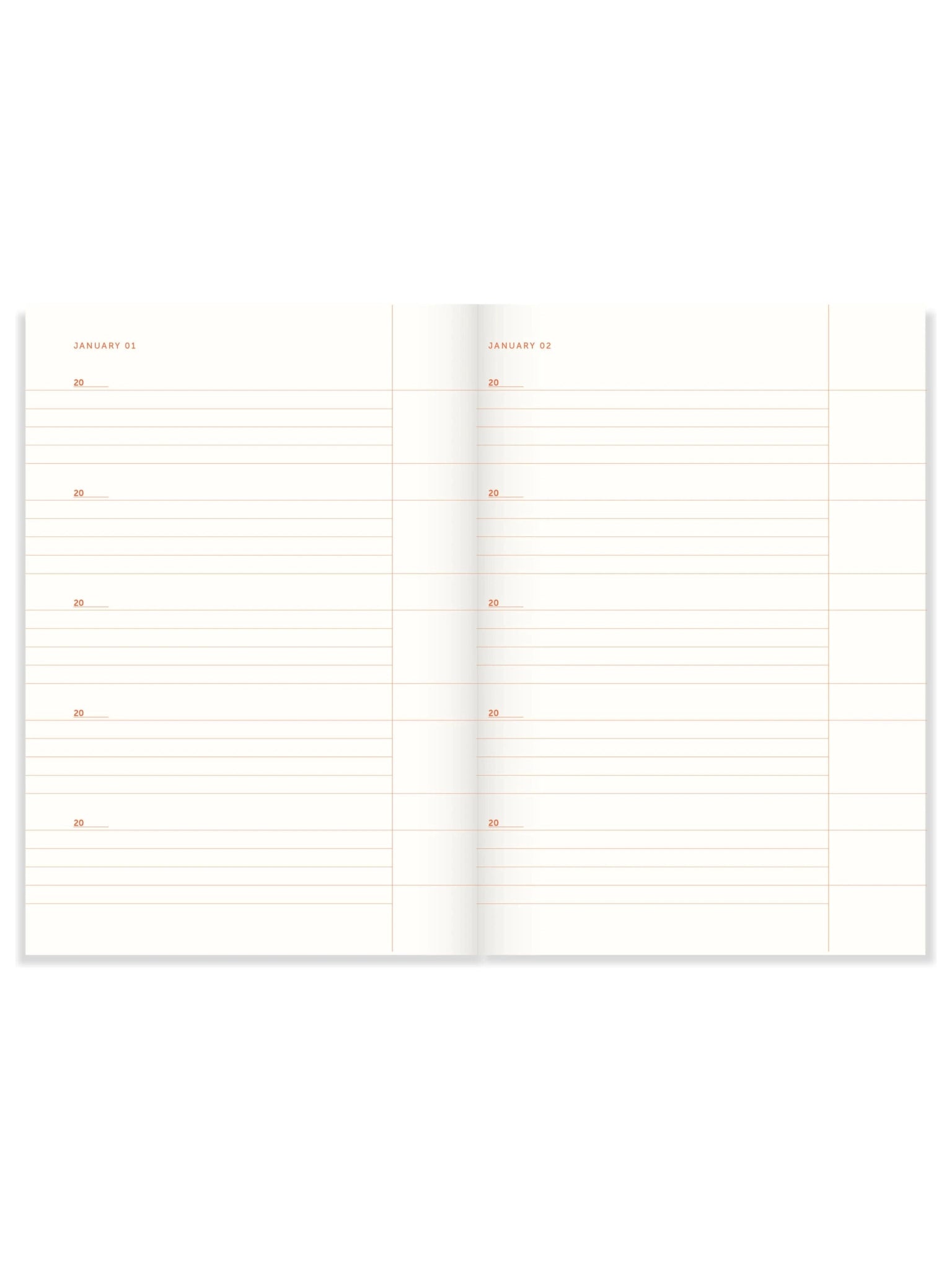 A - Journal Stationery - ONE LINE A DAY Notizbuch Orange Leinen - ROSA ECK - Linen, Orange,