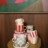 All the Luck in the World - Tasse • Pink Stripes Handpainted - ROSA ECK