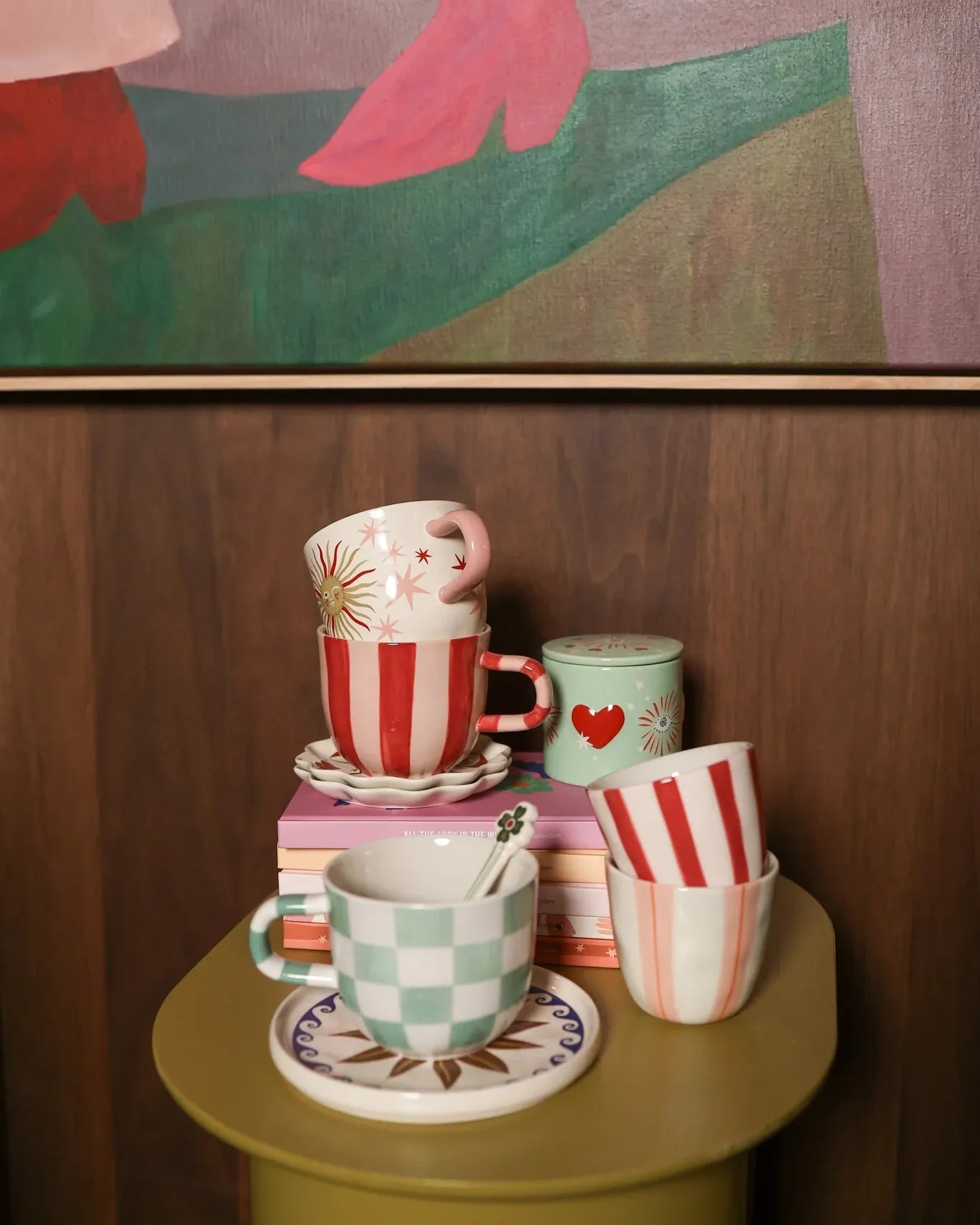 All the Luck in the World - Tasse • Pink Stripes Handpainted - ROSA ECK