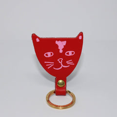 Ark Colour Design - CAT HEAD Schlüsselanhänger • Rot - ROSA ECK