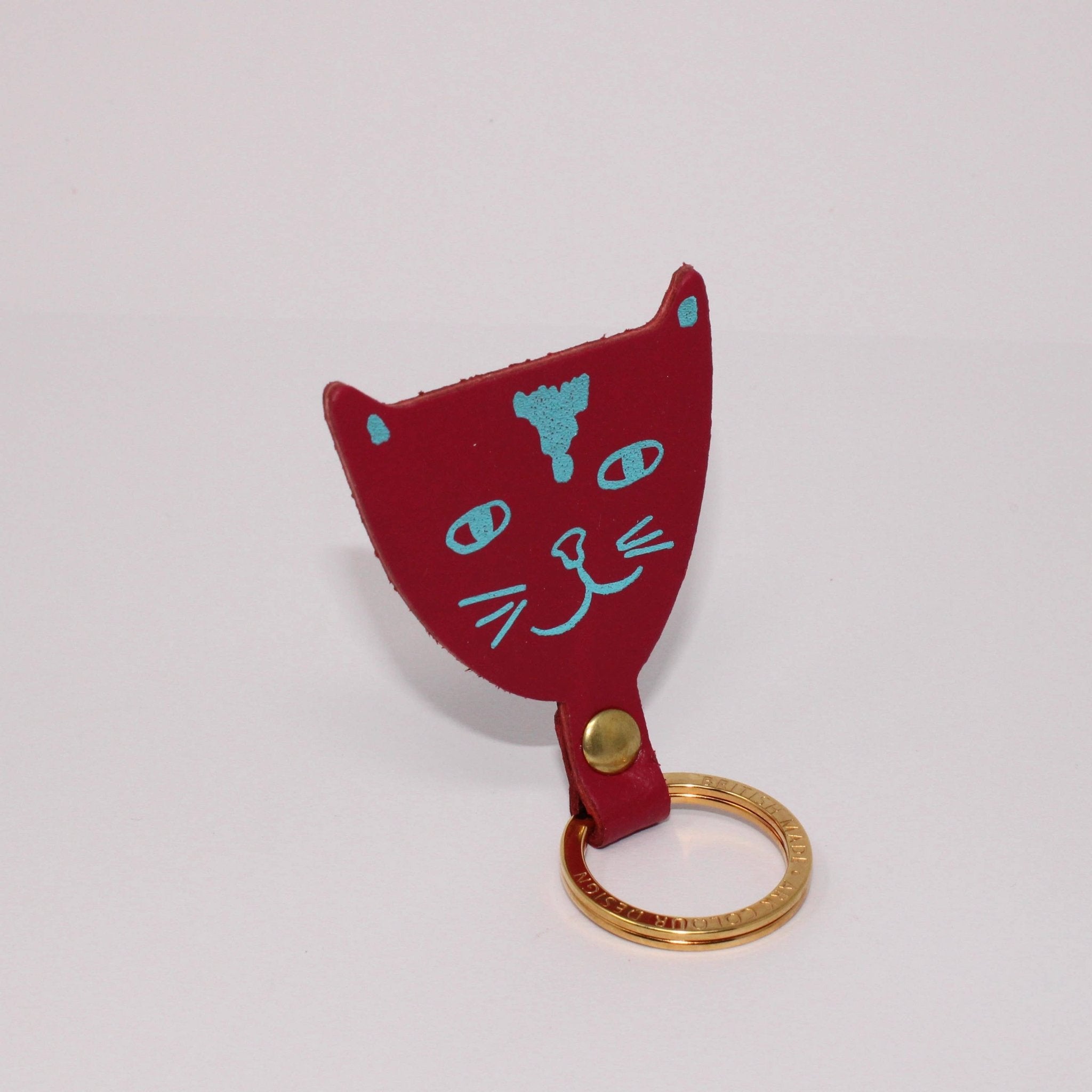Ark Colour Design - CAT HEAD Schlüsselanhänger • Weiß/Braun - ROSA ECK