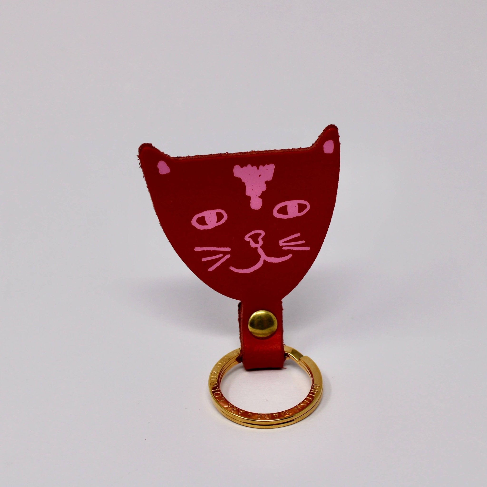 Ark Colour Design - CAT HEAD Schlüsselanhänger • Weiß/Braun - ROSA ECK