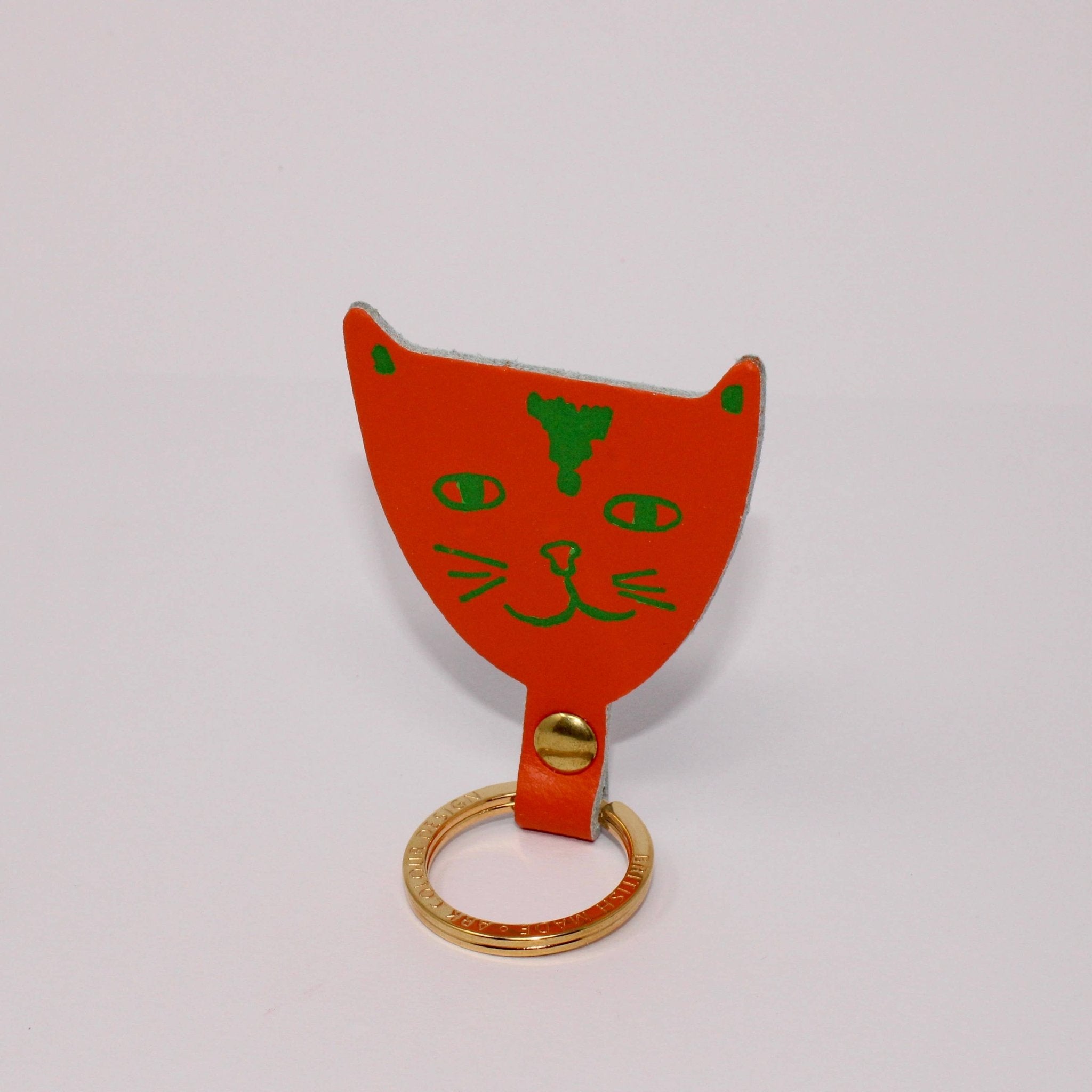 Ark Colour Design - CAT HEAD Schlüsselanhänger • Weiß/Braun - ROSA ECK