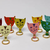 Ark Colour Design - CAT HEAD Schlüsselanhänger • Weiß/Braun - ROSA ECK