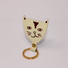 Ark Colour Design - CAT HEAD Schlüsselanhänger • Weiß/Braun - ROSA ECK