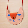 Ark Colour Design - Geldbeutel mit Katzenmotiv Rosa/Orange - ROSA ECK - Leder, Rosa,