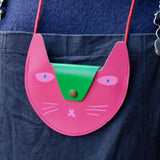 Ark Colour Design - Geldbeutel mit Katzenmotiv Rosa/Orange - ROSA ECK - Leder, Rosa,