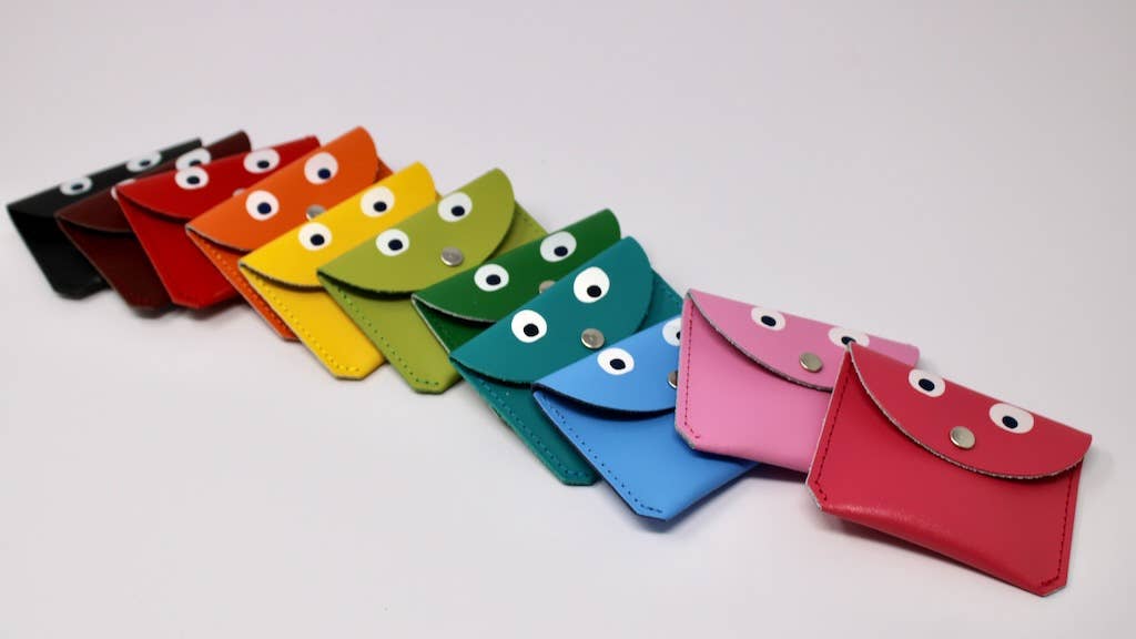 Ark Colour Design - GOOGLE EYE Mini - Geldbeutel Lila - ROSA ECK - Leder, Lila,