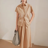 ARMEDANGELS - A - Linien Midirock aus Popelin • true camel - ROSA ECK