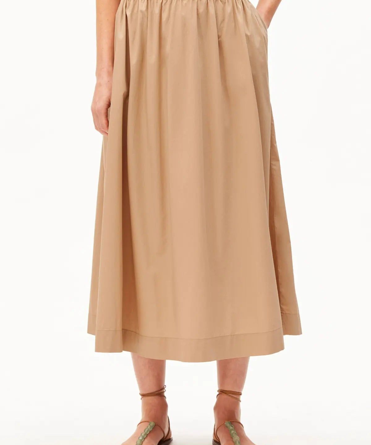 ARMEDANGELS - A - Linien Midirock aus Popelin • true camel - ROSA ECK