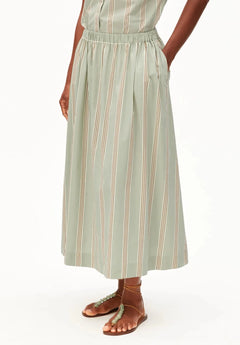 ARMEDANGELS - A - Linien Midirock mit Streifen • foam - light oatmilk - dried palm - ROSA ECK