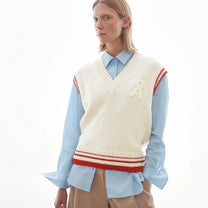 ARMEDANGELS - ICONIC Å COLLEGE Strickweste • oatmilk - mars red - Strickweste - ROSA ECK