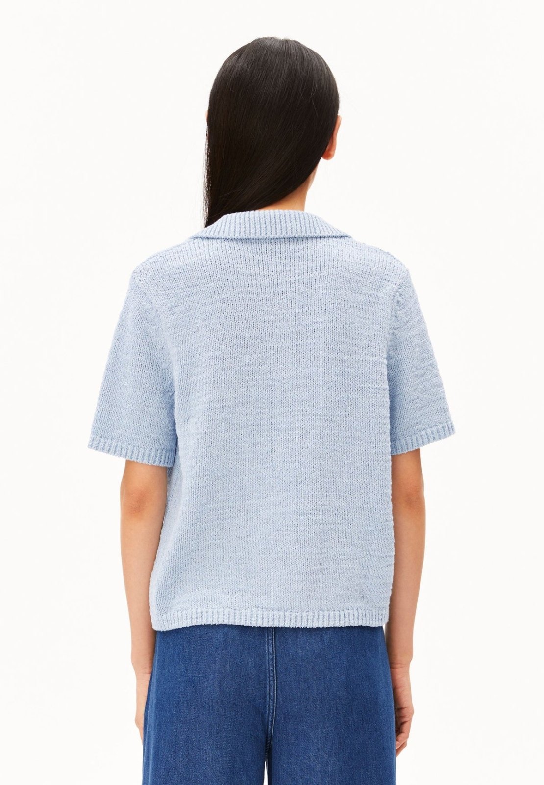 ARMEDANGELS - ICONIC Å Baumwoll-Polo-Strickpullover • mistblue - ROSA ECK