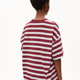 ARMEDANGELS - ICONIC Å Gestreiftes T-Shirt • velvet red-soft blue-undyed - ROSA ECK