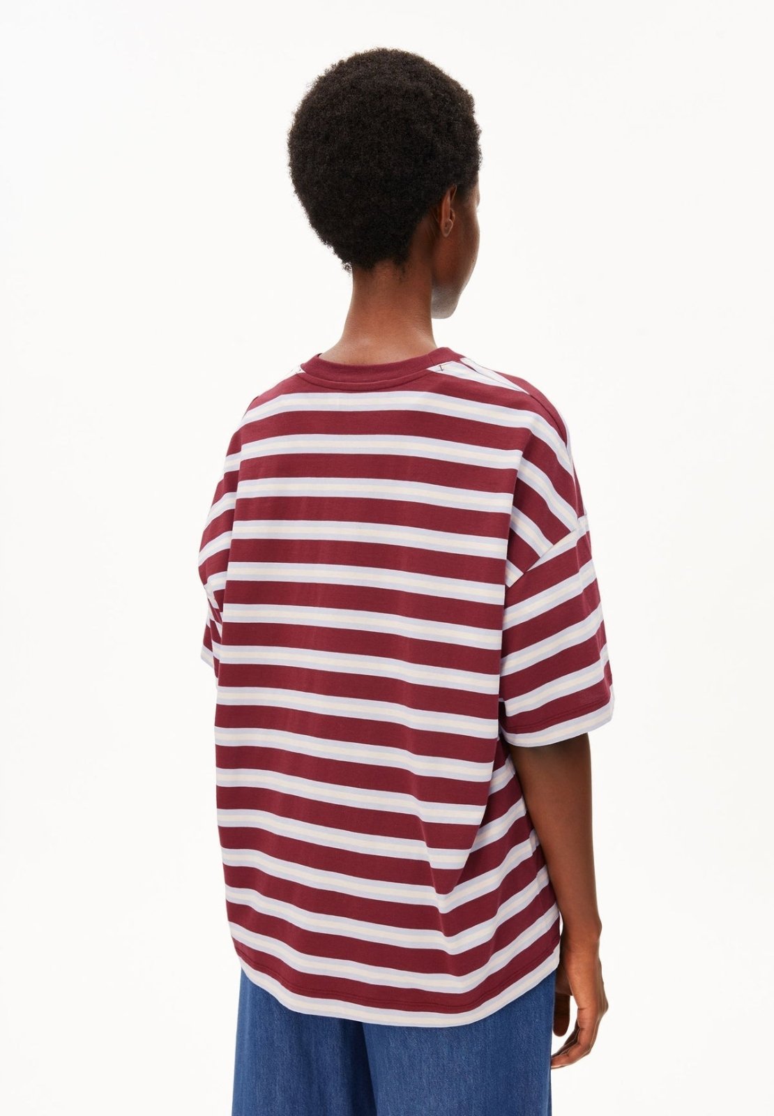 ARMEDANGELS - ICONIC Å Gestreiftes T-Shirt • velvet red-soft blue-undyed - ROSA ECK