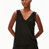 ARMEDANGELS - Jersey Top mit V - Ausschnitt • black - ROSA ECK