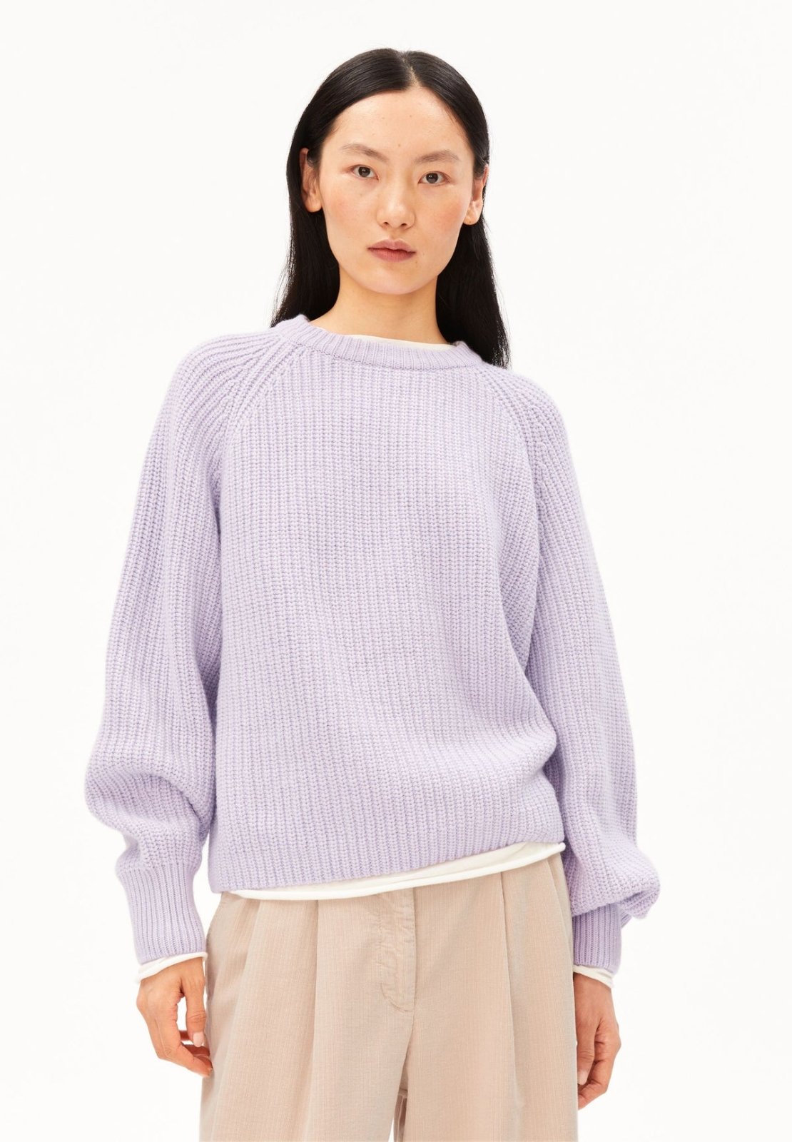 ARMEDANGELS - KAAGI Rippstrick-Pullover • moonlit lilac - ROSA ECK