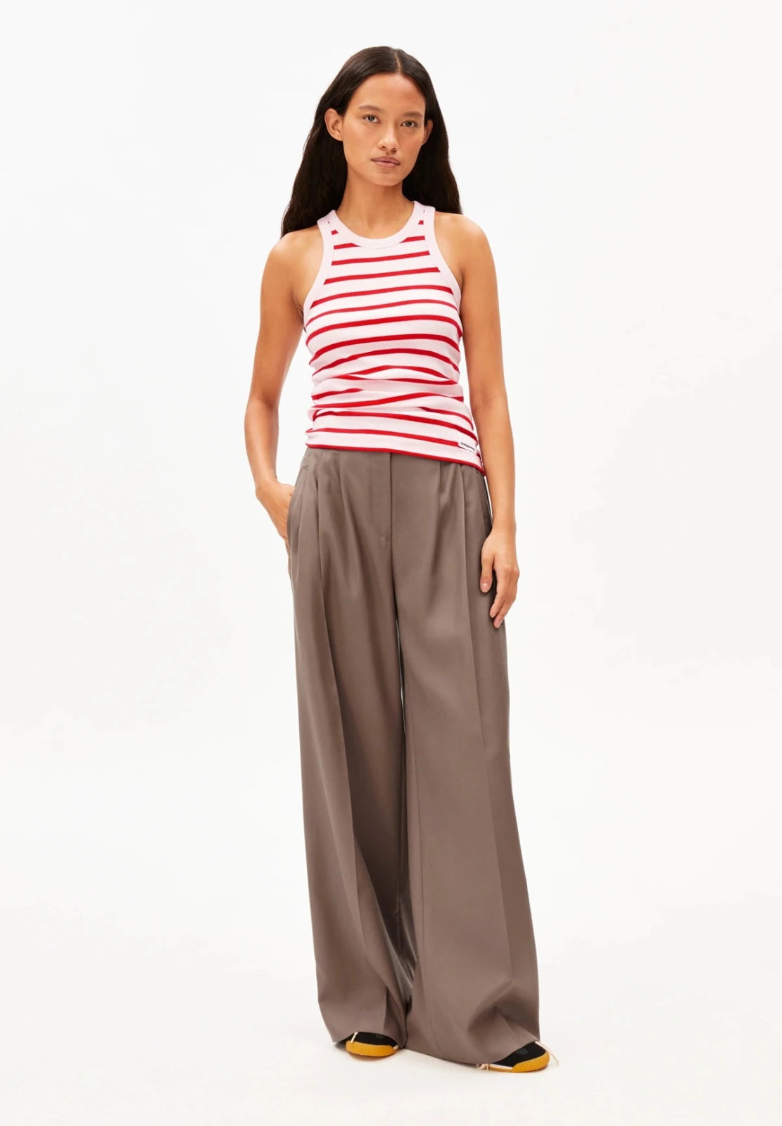 ARMEDANGELS - KANITAA Gestreiftes Ripp - Top • pink mist - mars red - Top - ROSA ECK