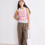 ARMEDANGELS - KANITAA Gestreiftes Ripp - Top • pink mist - mars red - Top - ROSA ECK