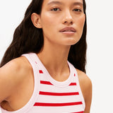 ARMEDANGELS - KANITAA Gestreiftes Ripp - Top • pink mist - mars red - Top - ROSA ECK