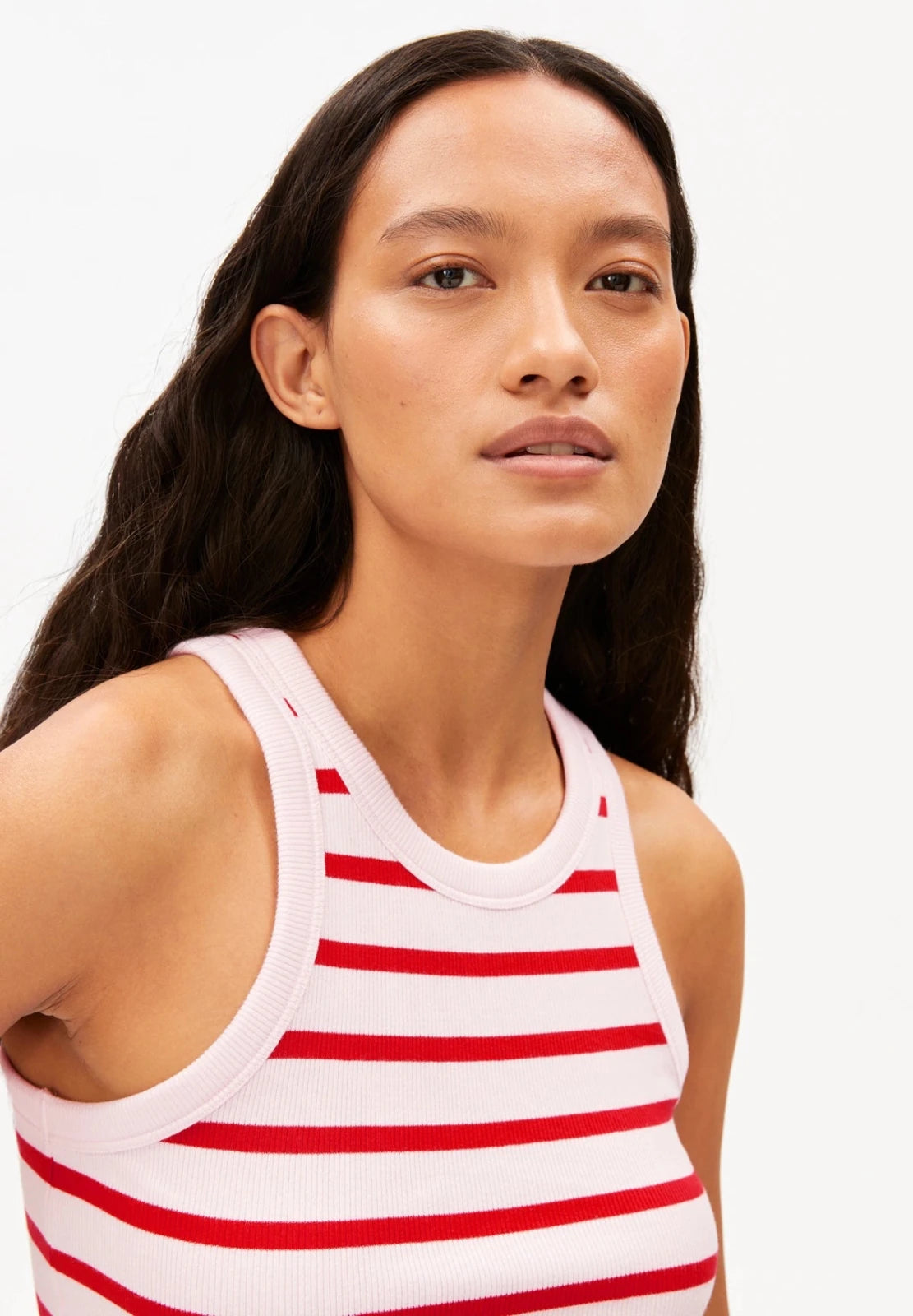 ARMEDANGELS - KANITAA Gestreiftes Ripp - Top • pink mist - mars red - Top - ROSA ECK