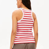 ARMEDANGELS - KANITAA Gestreiftes Ripp - Top • pink mist - mars red - Top - ROSA ECK