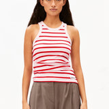 ARMEDANGELS - KANITAA Gestreiftes Ripp - Top • pink mist - mars red - Top - ROSA ECK