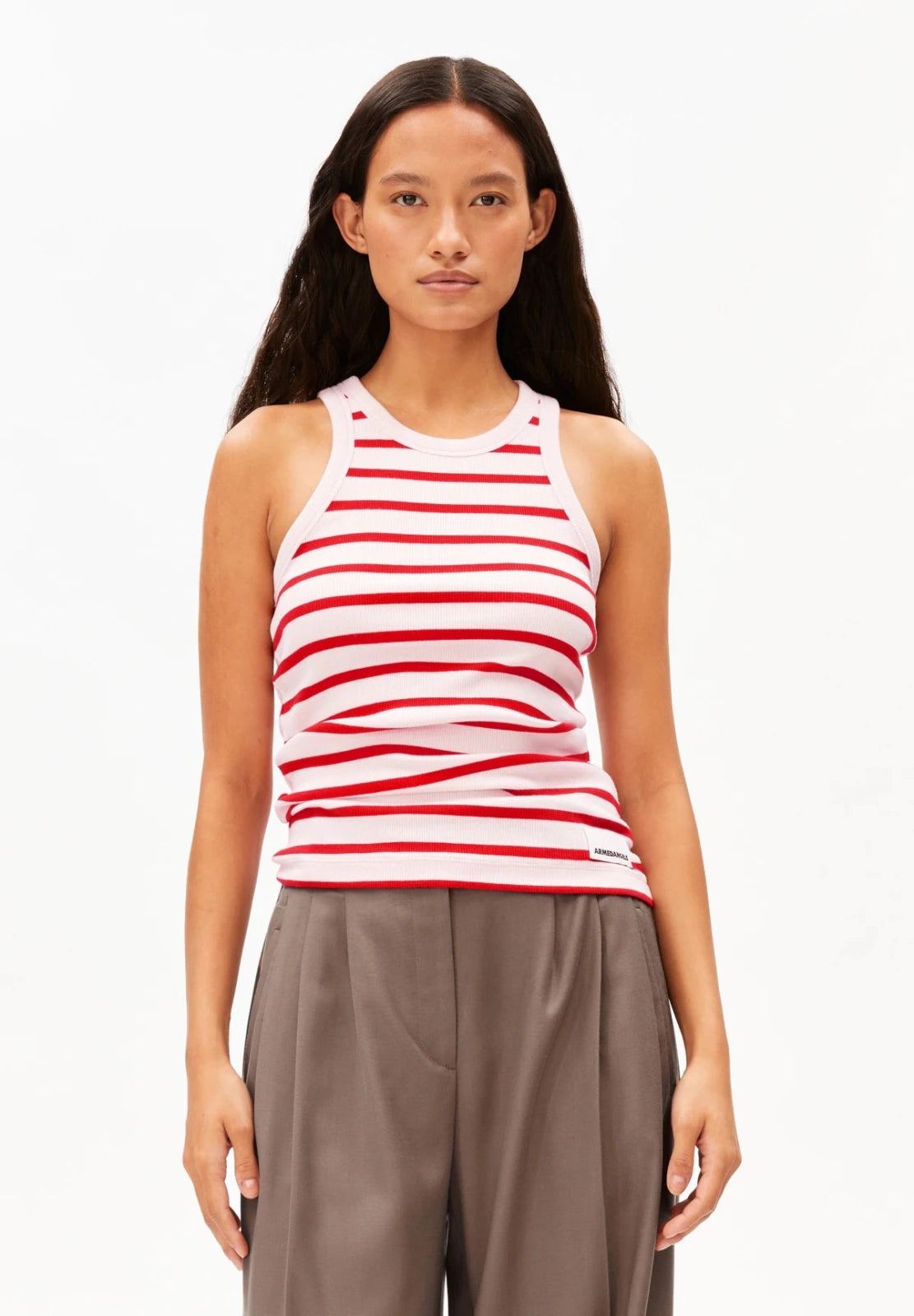 ARMEDANGELS - KANITAA Gestreiftes Ripp - Top • pink mist - mars red - Top - ROSA ECK
