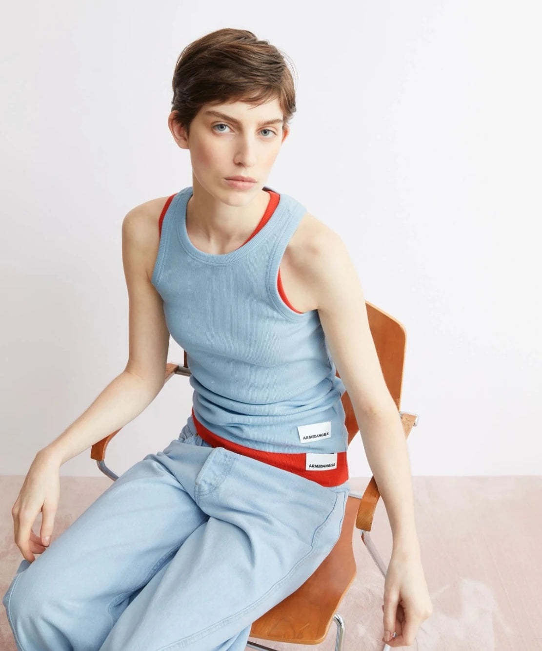 ARMEDANGELS - KANITAA Ripp - Top • blue glow - Top - ROSA ECK