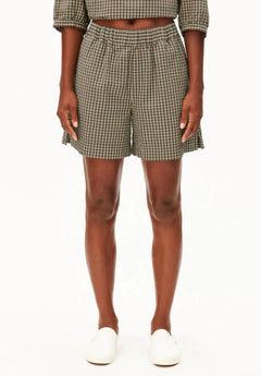 ARMEDANGELS - Kariert Shorts aus Seersucker • foam - dried palm - ROSA ECK