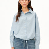 ARMEDANGELS - Karierte Bluse mit Kordelzug • skylight-oatmilk - ROSA ECK