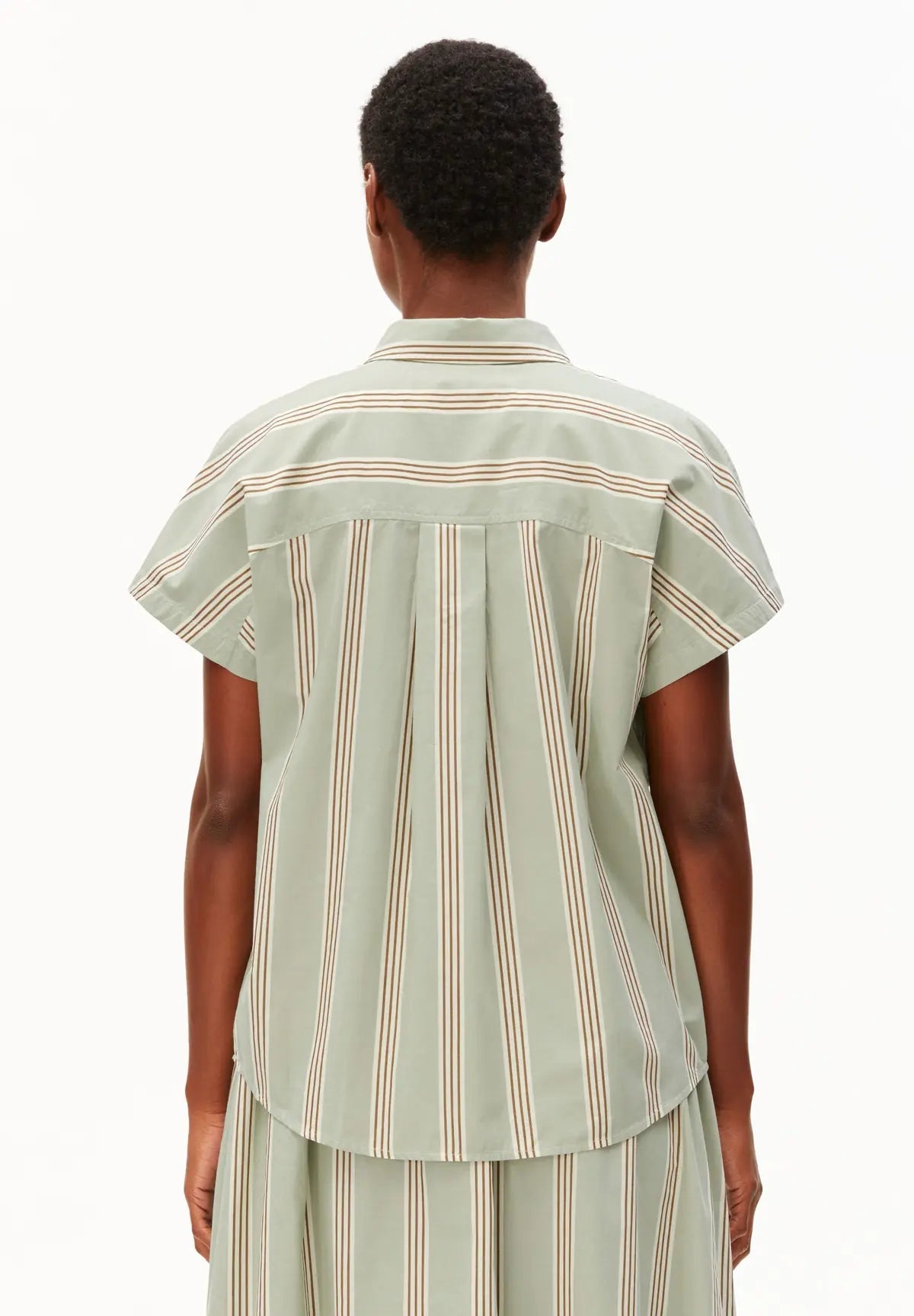ARMEDANGELS - LARISAANA Popelin Bluse mit Streifen • foam - light oatmilk - dried palm - ROSA ECK
