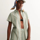 ARMEDANGELS - LARISAANA Popelin Bluse mit Streifen • foam - light oatmilk - dried palm - ROSA ECK