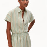 ARMEDANGELS - LARISAANA Popelin Bluse mit Streifen • foam - light oatmilk - dried palm - ROSA ECK