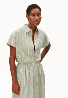 ARMEDANGELS - LARISAANA Popelin Bluse mit Streifen • foam - light oatmilk - dried palm - ROSA ECK