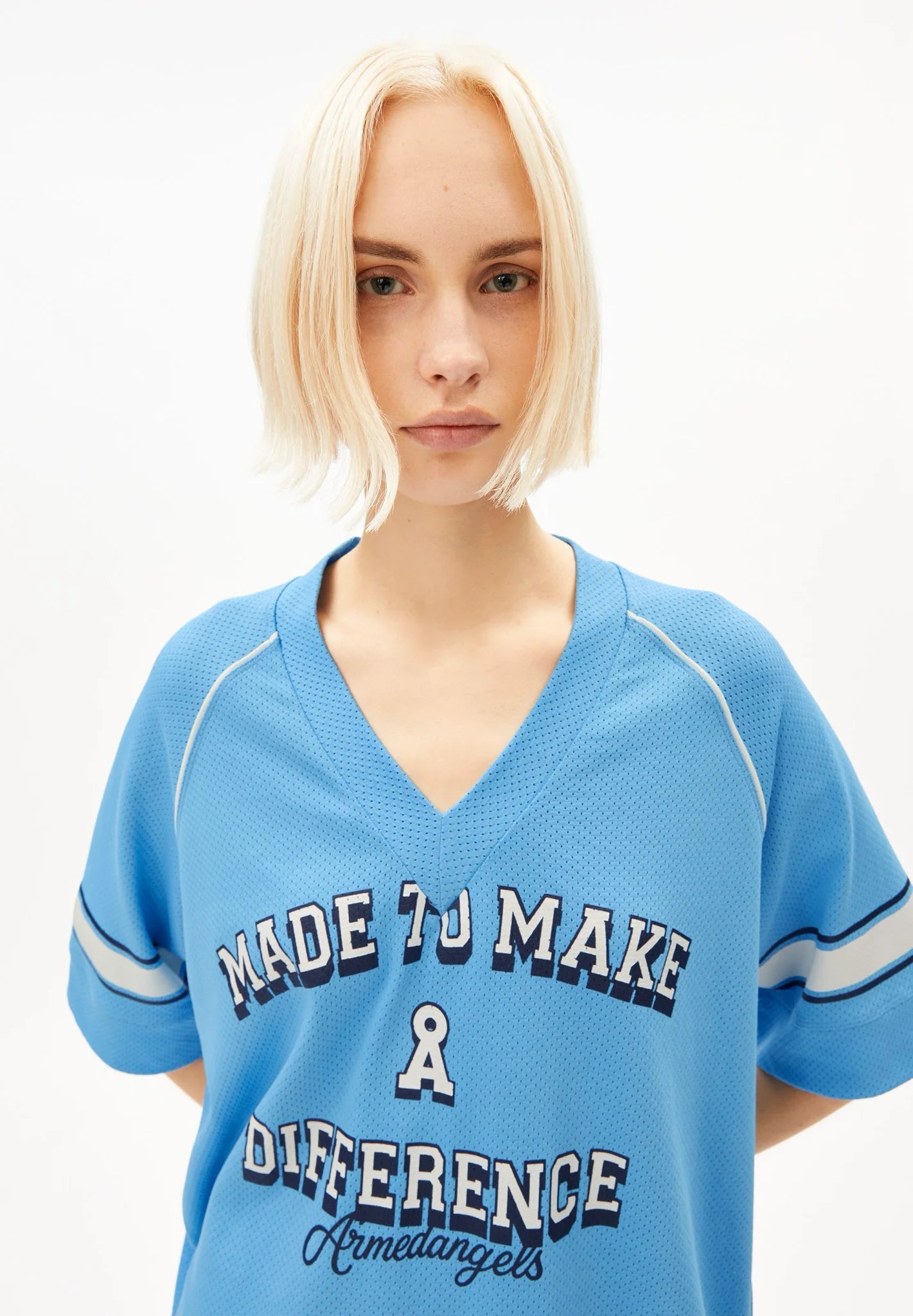 ARMEDANGELS - Mesh T-Shirt • skylight - ROSA ECK