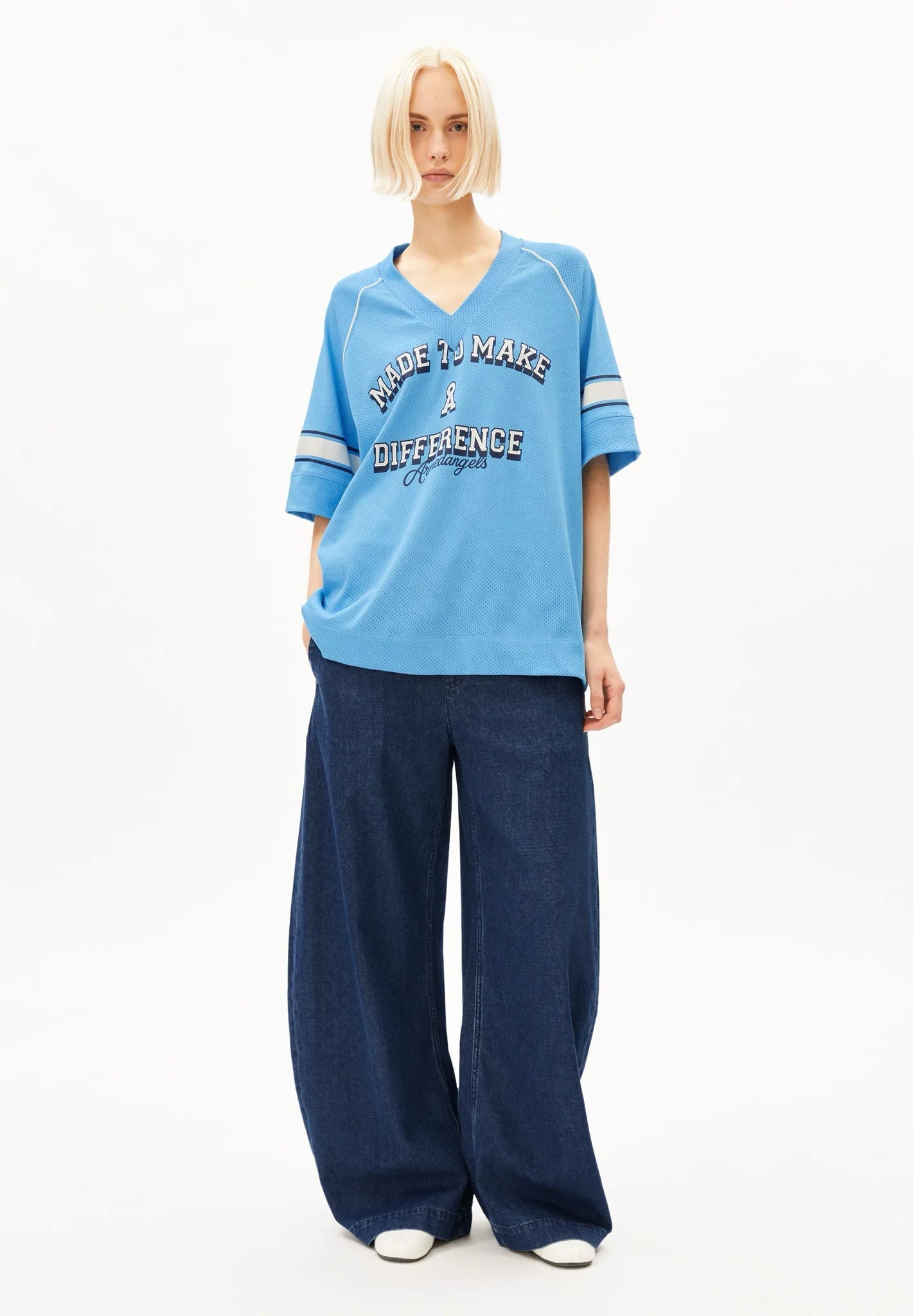 ARMEDANGELS - Mesh T-Shirt • skylight - ROSA ECK