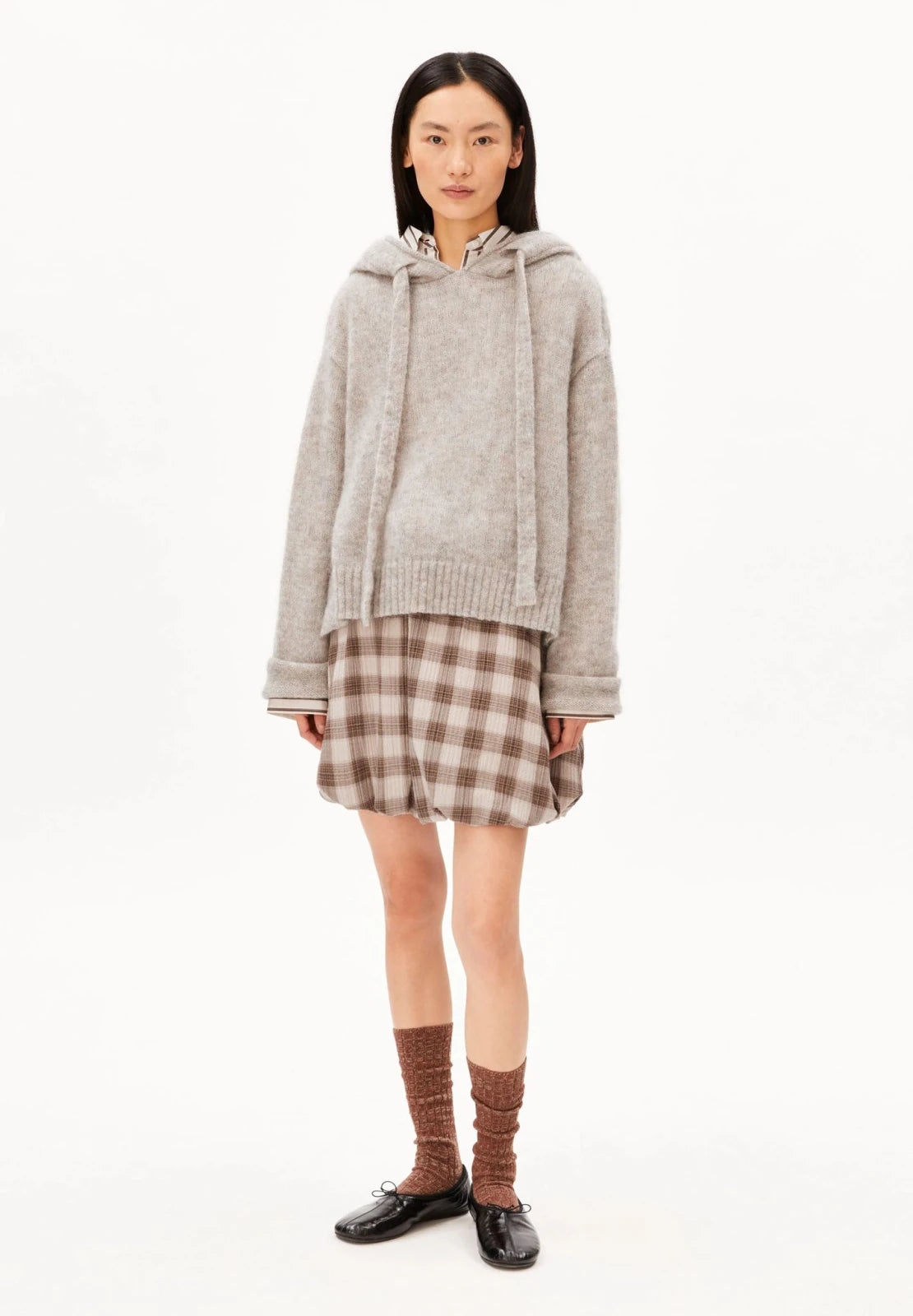 ARMEDANGELS - Mohair-Mix Strick-Hoodie • honey melange - ROSA ECK