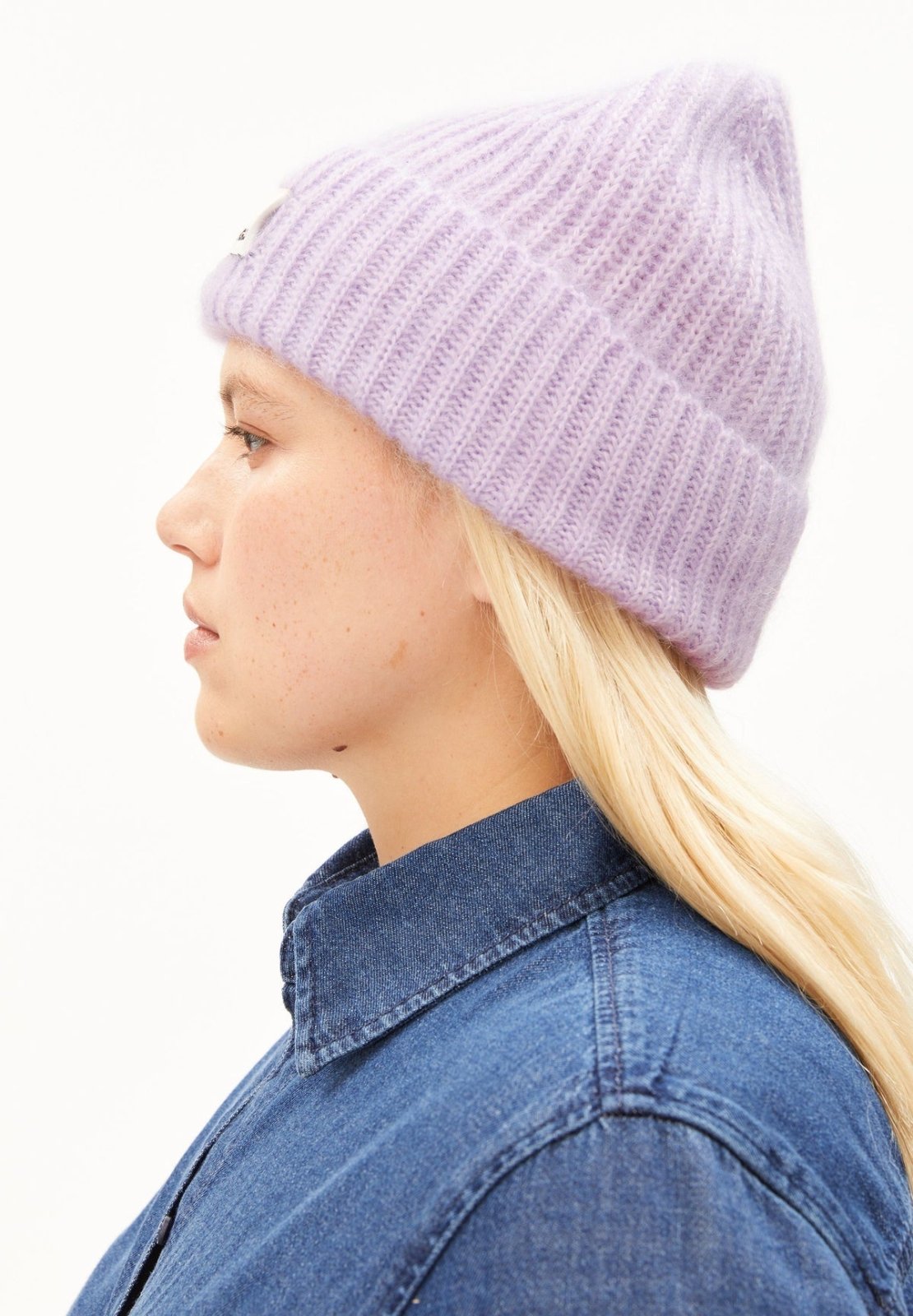 ARMEDANGELS - Mohair-Mix Strickmütze • moonlit lilac - ROSA ECK