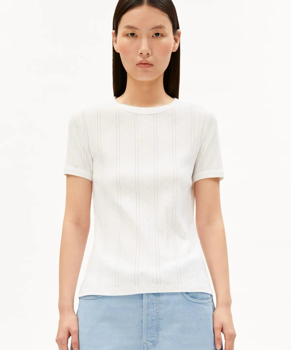 ARMEDANGELS - Pointelle T-Shirt • white - ROSA ECK