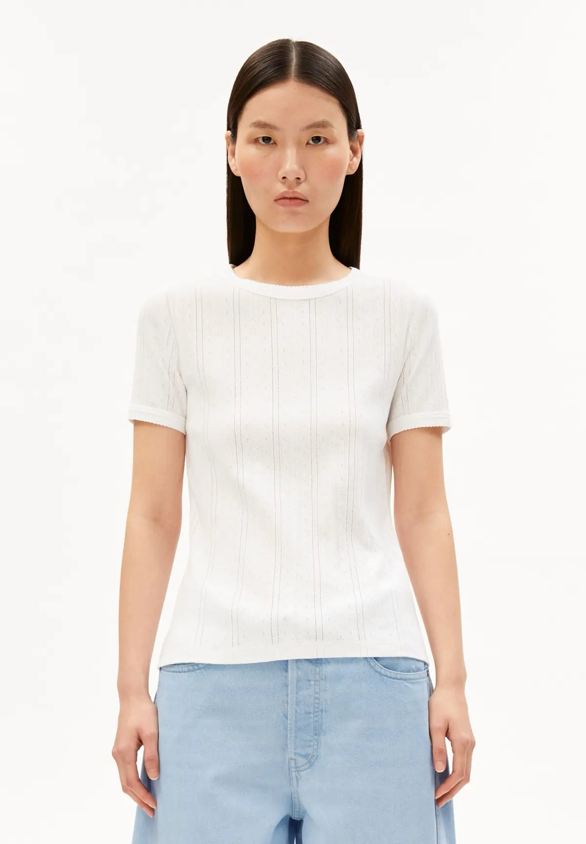 ARMEDANGELS - Pointelle T-Shirt • white - ROSA ECK