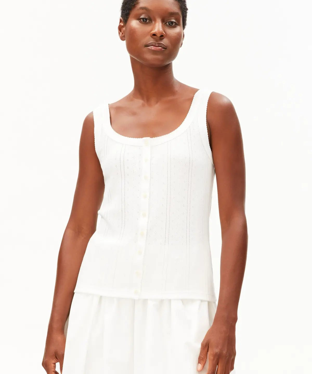 ARMEDANGELS - Pointelle Top • white - ROSA ECK